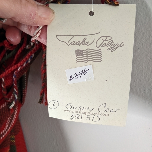 𝅺NWT Tasha Polizzi Plaid Fringed Unlined Coat Large Western ❤️💙❤️💙❤️💙💚 - Picture 7 of 11